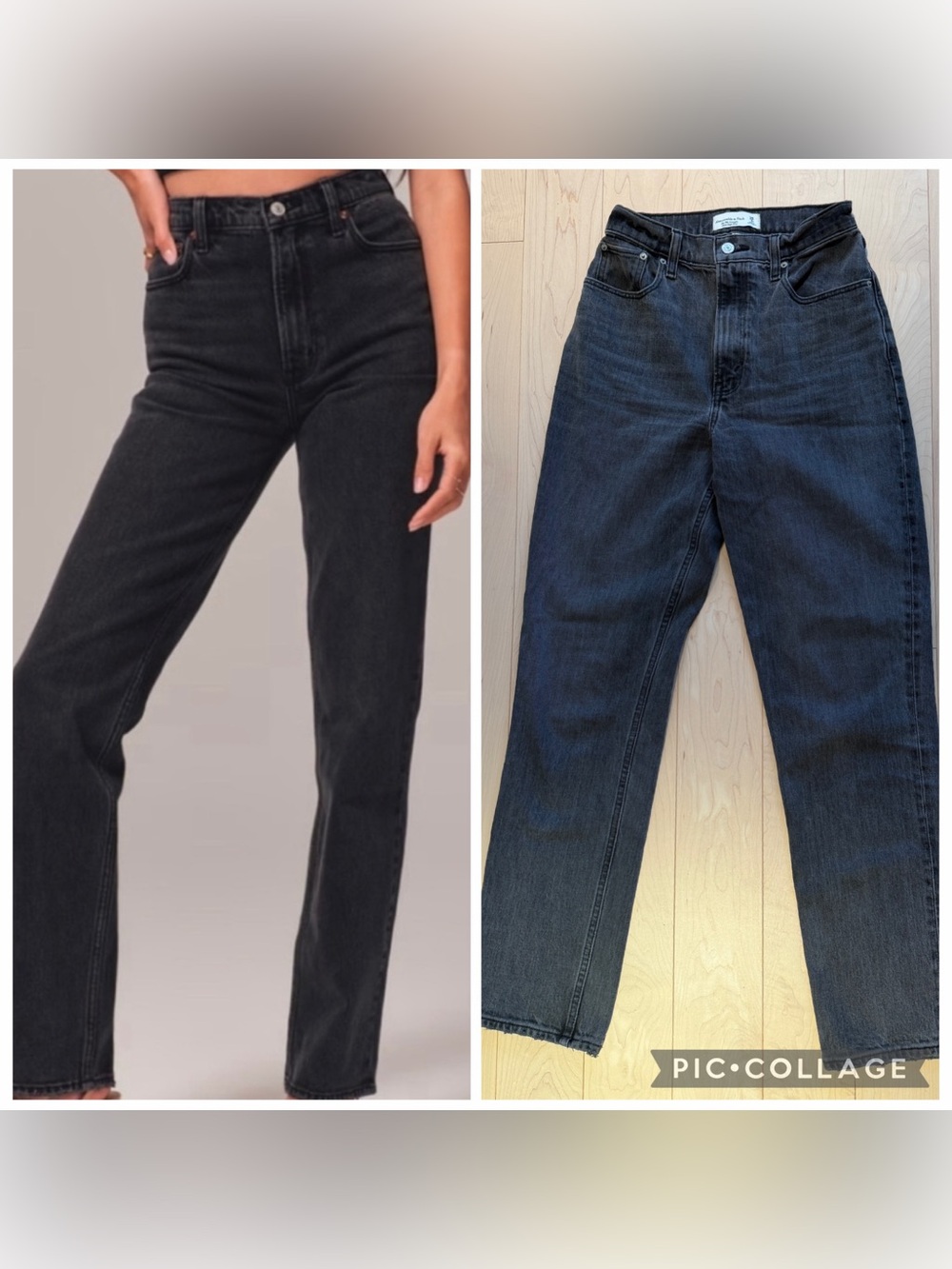 High-Rise Straight Black Jeans
